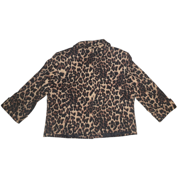 VTG Women's Tahari ASL Blazer, Size 18, Brown Leopard Print Snap Button - Picture 7 of 8